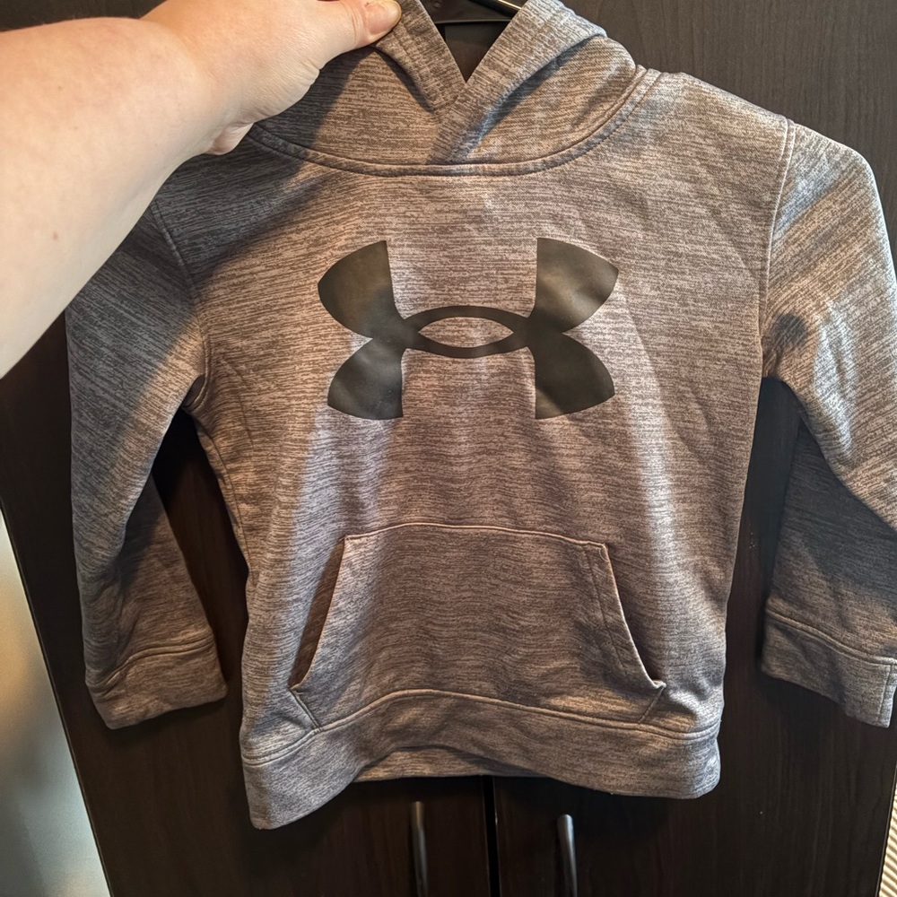Under Armour Kids Heather Gray Hoodie with Black Logo